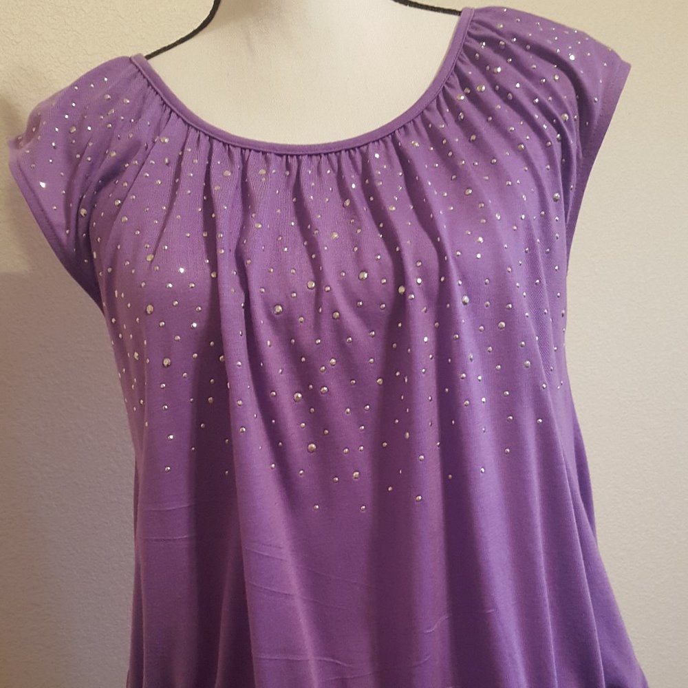 New W/tags Summer Soft Blouse Purple Top Bling Women S